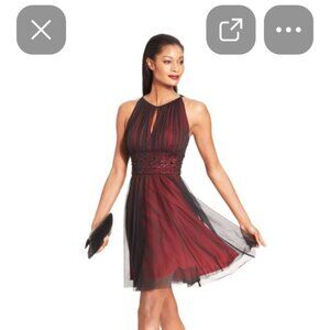 Jessica Howard Black & Burgundy Formal Dress 18W Beaded Waist Cocktail